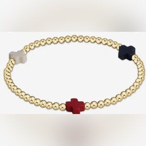 18K Gold Plated Cross Stretch Bracelet Boho Style Waterproof